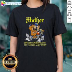 Official Tasmanian Devil 'Tell Your Children Not To Walk My Way' biker ladies tee featuring a bold graphic design.