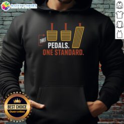 Alt Text: Official Three Pedals One Standard Hoodie in black, featuring a stylish logo and comfortable fit for everyday wear.