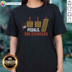 Official Three Pedals One Standard Ladies Tee featuring a stylish design perfect for casual wear and cycling enthusiasts.