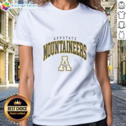Original Appalachian State Mountaineers classic logo ladies tee in black, featuring vibrant team colors and stylish design.