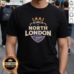 Original Kings Of North London Arsenal soccer T-shirt showcasing vibrant design and team pride.