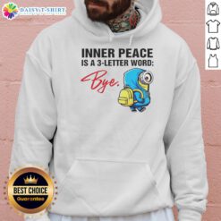 Alt Text: Original Minion Inner Peace Is A 3 Letter Word Bye Hoodie featuring a vibrant graphic design and cozy fit.