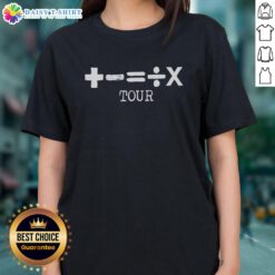 Ed Sheeran Ladies Tee featuring original plus, subtract, equals, divide, and multiply mathematics design.