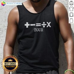Ed Sheeran tank top featuring original plus, subtract, equals, divide, and multiply math design for fans.