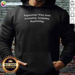Original Ragebaiting hoodie featuring designs inspired by lovebaiting, joybaiting, and hopebaiting concepts.