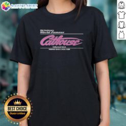Alt Text: Original Riki Rachtman's World Famous Cathouse Hollywood USA tee featuring rock and roll design for ladies.