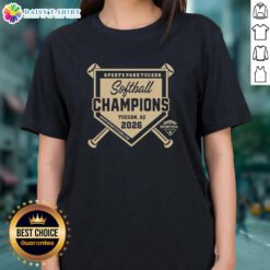 Original Sports Park Tucson Softball Champions Logo 2026 on ladies tee, showcasing vibrant design and team spirit.