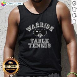 Original Warrior Table Tennis tank top featuring two crossed ping pong paddles design for sports enthusiasts.