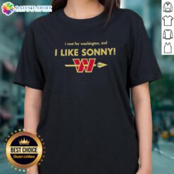 Original Washington Commanders I Root For Washington Ladies Tee featuring Sonny logo, perfect for fans and casual wear.
