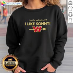 Alt Text: Original Washington Commanders 'I Root For Washington And I Like Sonny' sweatshirt featuring team colors and logo.