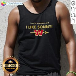 Original Washington Commanders I Root For Washington and I Like Sonny tank top featuring team colors and logo design.