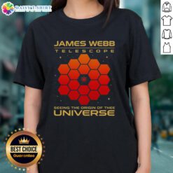 Premium ladies tee featuring the James Webb Telescope, showcasing the origin of the universe design for astronomy enthusiasts.
