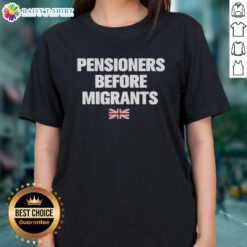 Premium Pensioners Before Migrants Ladies Tee featuring a stylish design for comfortable casual wear.