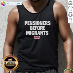 Premium Pensioners Before Migrants Tank Top featuring a unique design celebrating cultural diversity and community.