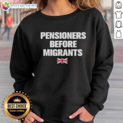 Alt Text: Premium sweatshirt featuring UK flag design, perfect for pensioners and migrants, showcasing vibrant colors and stylish appeal.