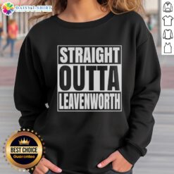 Premium Straight Outta Leavenworth United States Prison Sweatshirt in black, showcasing a stylish and bold design.