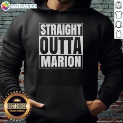 Premium Straight Outta Marion United States Prison Hoodie in black, featuring bold graphic design and comfortable fit.