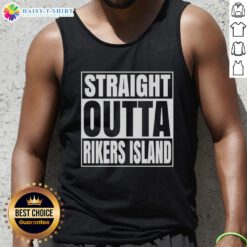 Premium Straight Outta Rikers Island tank top showcasing bold graphic design, perfect for casual streetwear enthusiasts.