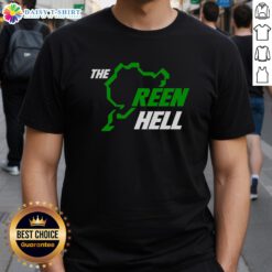 Premium The Green Hell Ain't Easy Being T-Shirt featuring a bold graphic design for gaming enthusiasts and nature lovers.