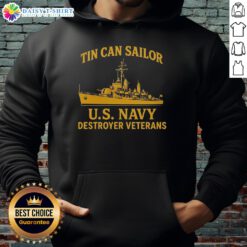 Premium tin can sailor US Navy destroyer veterans vintage hoodie showcasing naval pride and military heritage.