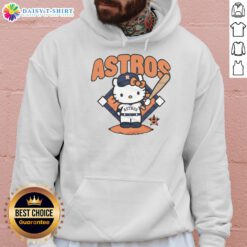 Alt Text: Pretty Houston Astros Hello Kitty hoodie featuring vibrant colors and playful design, perfect for fans and fashion lovers.