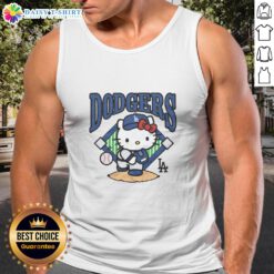 Pretty Los Angeles Dodgers Hello Kitty tank top featuring cute graphics and team colors for stylish fans.