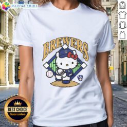 Pretty Milwaukee Brewers Hello Kitty ladies tee featuring a cute design perfect for baseball fans and Hello Kitty lovers.