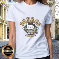 Pretty San Diego Padres Hello Kitty ladies tee featuring a vibrant design, perfect for fans and fashion lovers.