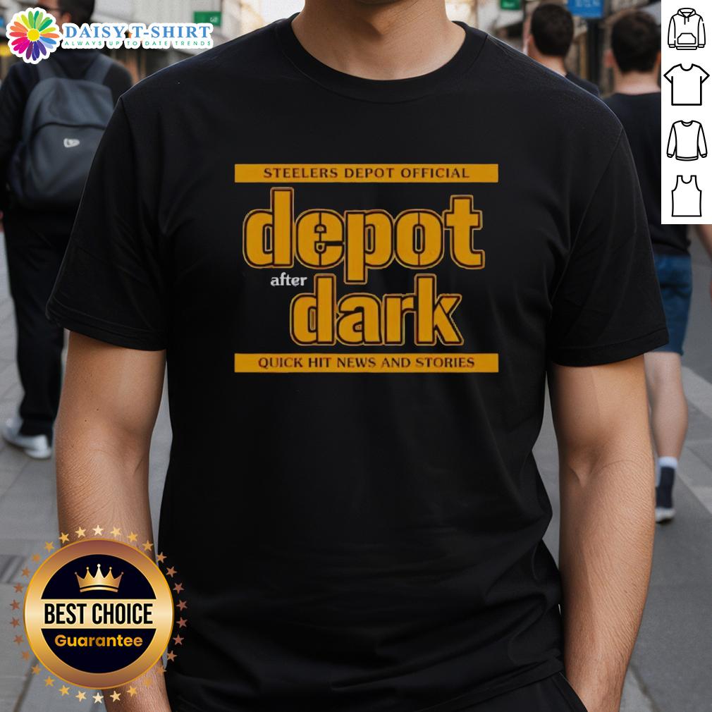 Alt Text: Pretty Steelers Depot Official Depot After Dark T-Shirt featuring a stylish design for fans of the Pittsburgh Steelers.