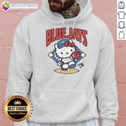 Pretty Toronto Blue Jays Hello Kitty hoodie featuring a vibrant design, perfect for fans and fashion lovers alike.