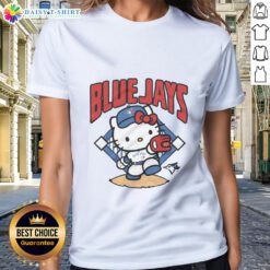 Pretty Toronto Blue Jays Hello Kitty ladies tee featuring a stylish design, perfect for fans and fashion lovers alike.