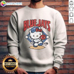 Pretty Toronto Blue Jays Hello Kitty sweatshirt featuring vibrant colors and playful design for fans and fashion lovers.