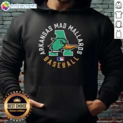 Top Arkansas Mad Mallards baseball logo hoodie featuring vibrant colors and stylish design, perfect for fans and casual wear.