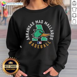 Top Arkansas Mad Mallards baseball logo sweatshirt featuring vibrant colors and sporty design for fans.