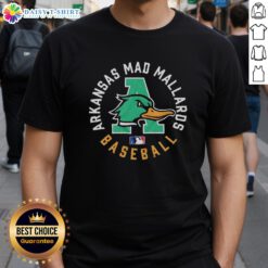 Top Arkansas Mad Mallards Baseball Logo T-Shirt featuring a vibrant design of the team logo on a stylish tee.
