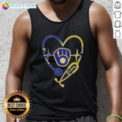 Top Milwaukee Brewers stethoscope heartbeat tank top, perfect for fans showcasing team spirit and love for baseball.