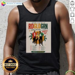 Top RDGLDGRN Good Vibes Go Go tank top for Summer Tour 2026 featuring vibrant colors and band logo design.