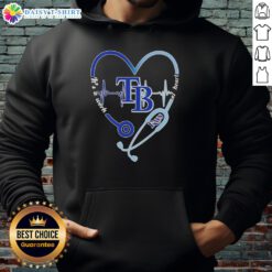 Alt Text: Top Tampa Bay Rays stethoscope heartbeat hoodie design, perfect for baseball fans and healthcare professionals.