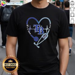 Alt Text: Top Tampa Bay Rays Stethoscope Heartbeat T-Shirt - Its A Work Of Heart design for baseball and medical fans.