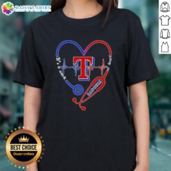 Top Texas Rangers Stethoscope Heartbeat tee for ladies, showcasing a stylish and heartfelt design perfect for fans.