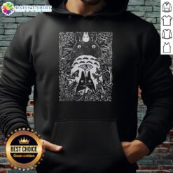 Small and big Totoro in forest, featuring Inocut style hoodie inspired by My Neighbor Totoro.