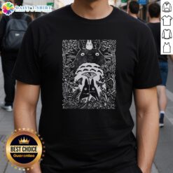 Top Totoro small and big My Neighbor Totoro t-shirt in forest, Inocut style design featuring iconic characters.