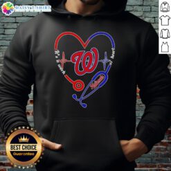 Top Washington Nationals stethoscope heartbeat hoodie, showcasing a unique design for baseball fans and healthcare professionals.