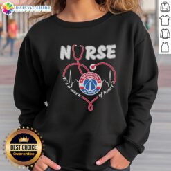 Cozy sweatshirt featuring a stethoscope-shaped heart design, perfect for Washington Wizards fans and healthcare workers.