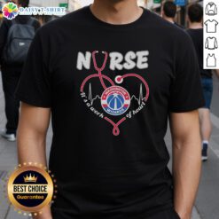 Alt Text: Top Washington Wizards Nurse T-Shirt featuring a stethoscope shaped like a heart - perfect for sports and healthcare fans.