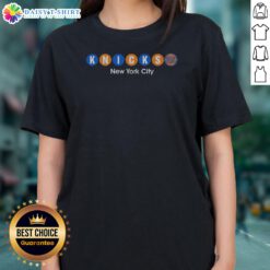 Awesome Knicks New York City Subway Logo NBA Basketball Team Ladies Shirt in blue with bold graphic print