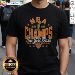 Awesome New York Knicks 2026 NBA Champions Basketball Fan Shirt in blue cotton fabric with printed championship design