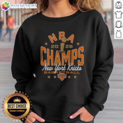 Awesome New York Knicks 2026 NBA Champions Basketball Fan Sweashirt in blue with bold championship graphic