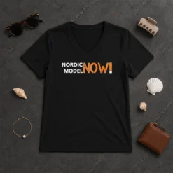 Awesome Nordic Model Now! Slogan V-Neck Shirt