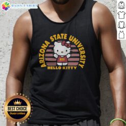 Funny Hello Kitty Arizona State University Collegiate Style Icon Graphic Asu Tank Top featuring vibrant colors and a playful design.